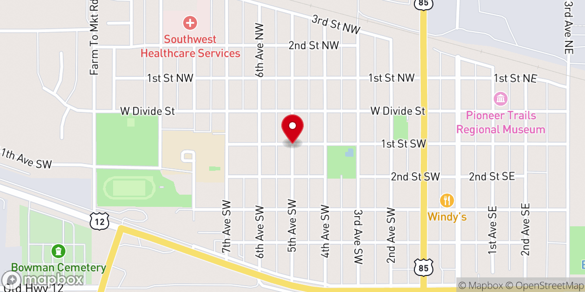 Map showing location of Bowman United Methodist Church