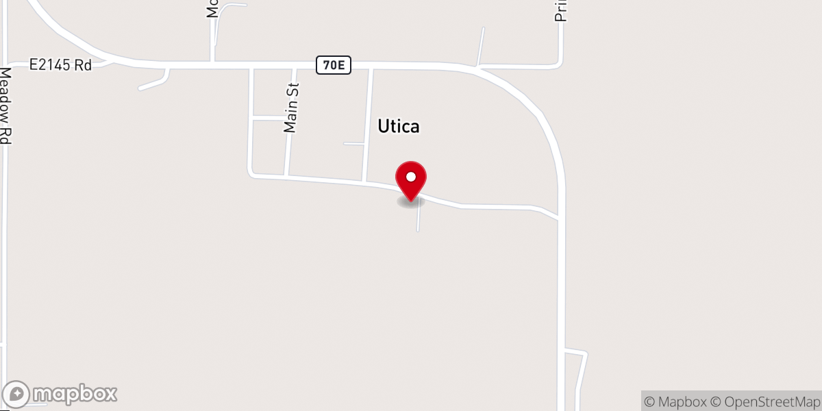Map showing location of Utica Baptist Church
