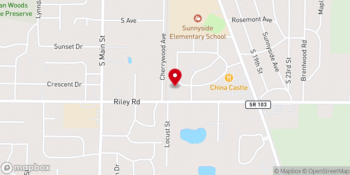 Map showing location of Temple Baptist Church