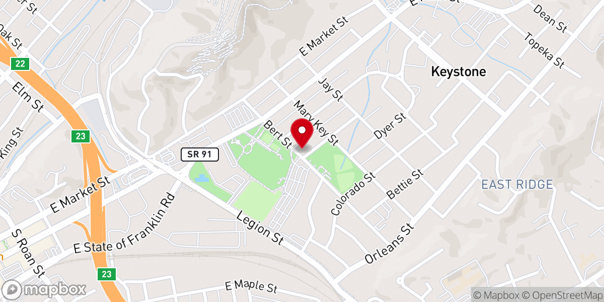 Map showing location of Keystone Presbyterian Church