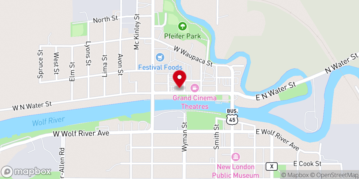 Map showing location of Living Waters Assembly of God