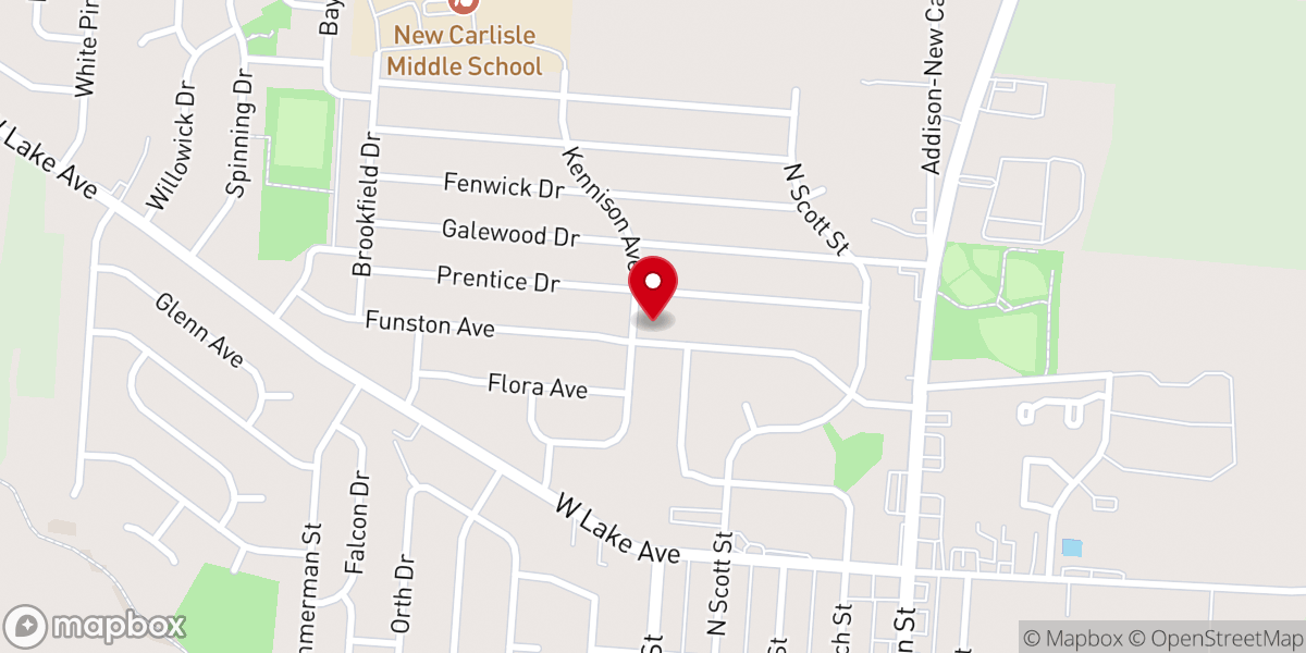Map showing location of New Carlisle Church of Christ