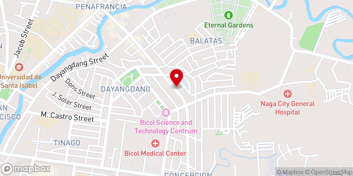 Map showing location of Church Of God Metro Naga