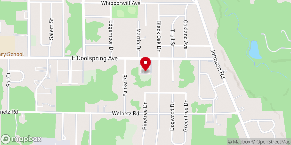 Map showing location of Evergreen Church