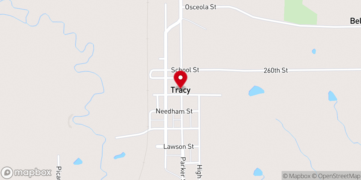 Map showing location of Tracy United Methodist Church
