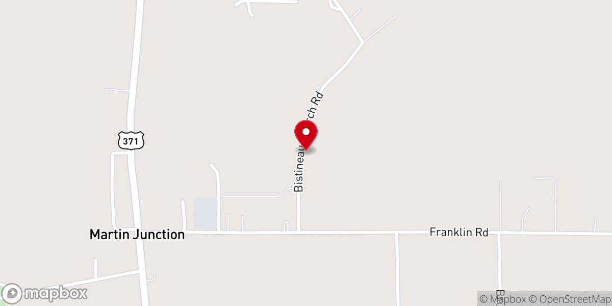 Map showing location of Bistineau Baptist Church