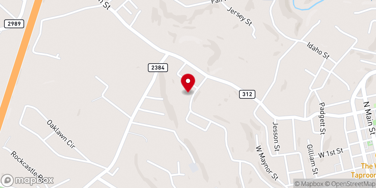 Map showing location of West Corbin Baptist Church