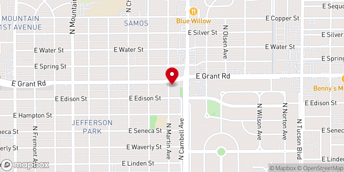 Map showing location of Tucson Bible Chapel
