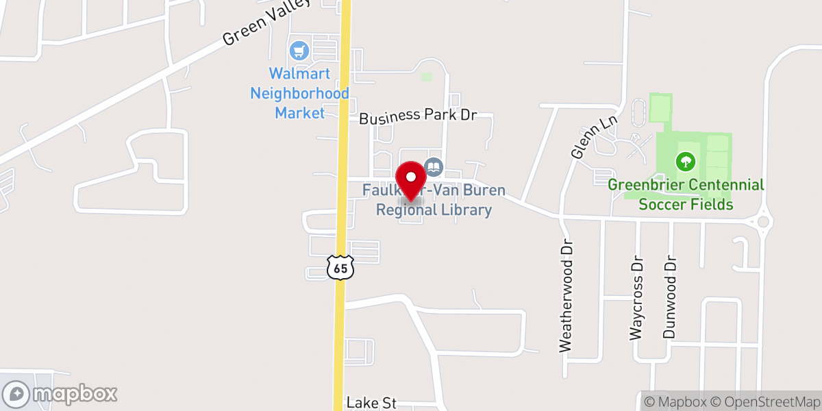 Map showing location of Greenbrier Church of Christ