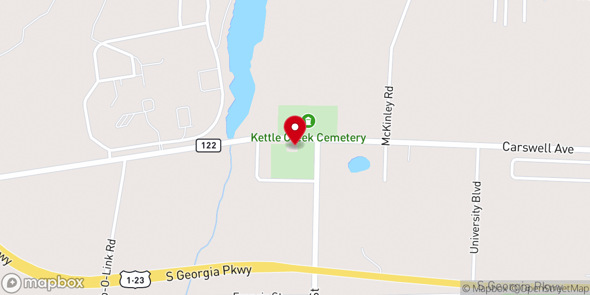 Map showing location of Kettle Creek Church