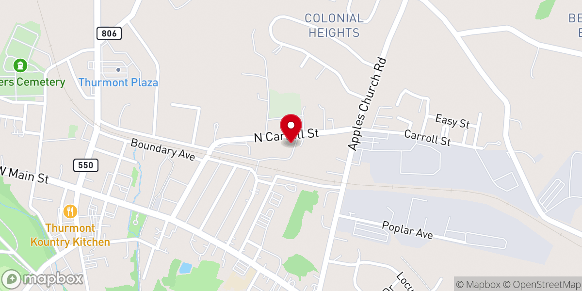 Map showing location of Catoctin Church of Christ