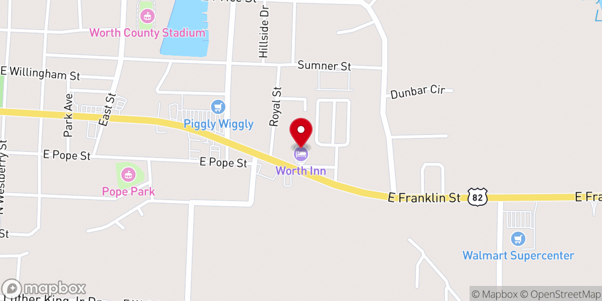 Map showing location of Worth Inn