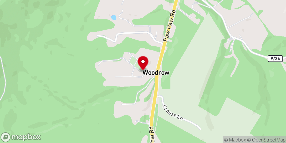 Map showing location of Woodrow Union Church