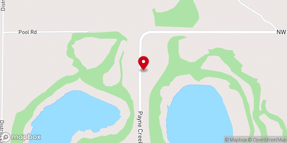 Map showing location of Payne Creek Church