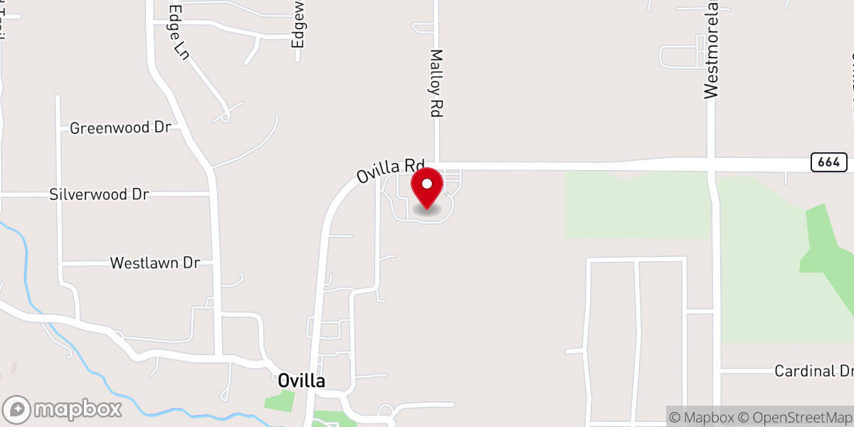 Map showing location of Ovilla Christian School