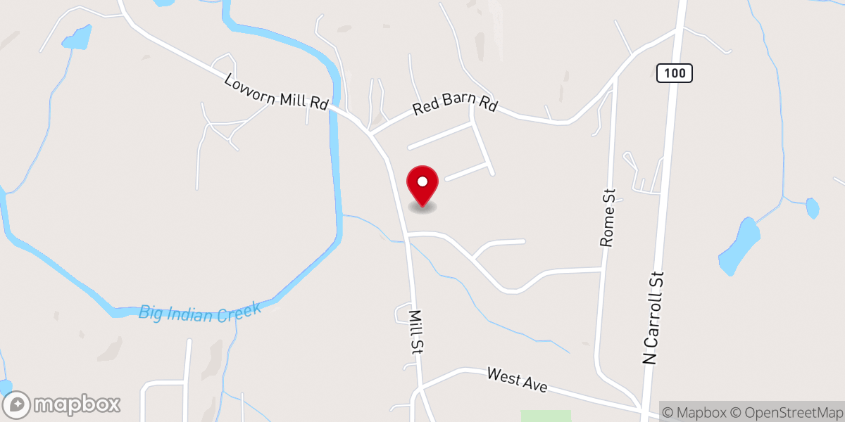 Map showing location of First Baptist Church of Bowdon
