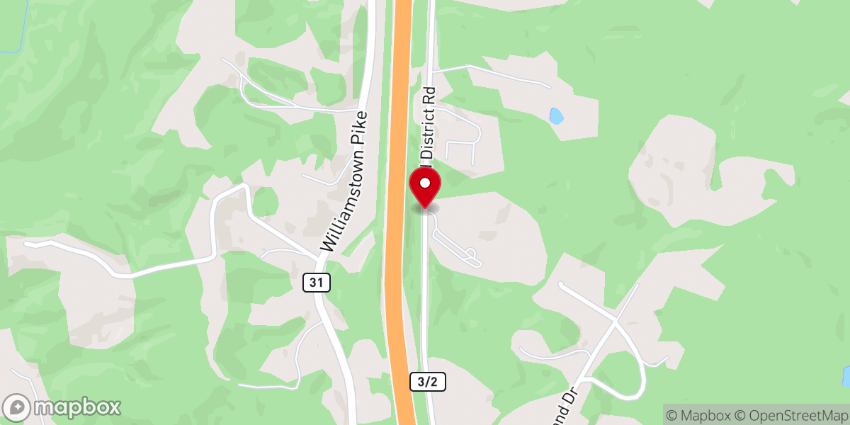 Map showing location of Williams Creek Baptist Church