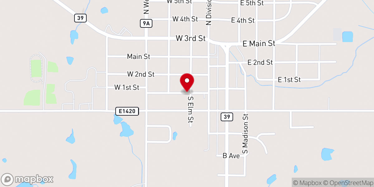 Map showing location of Konawa Community Food Pantry - Food Distribution Center