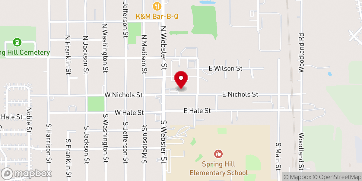 Map showing location of Spring Hill United Methodist Church