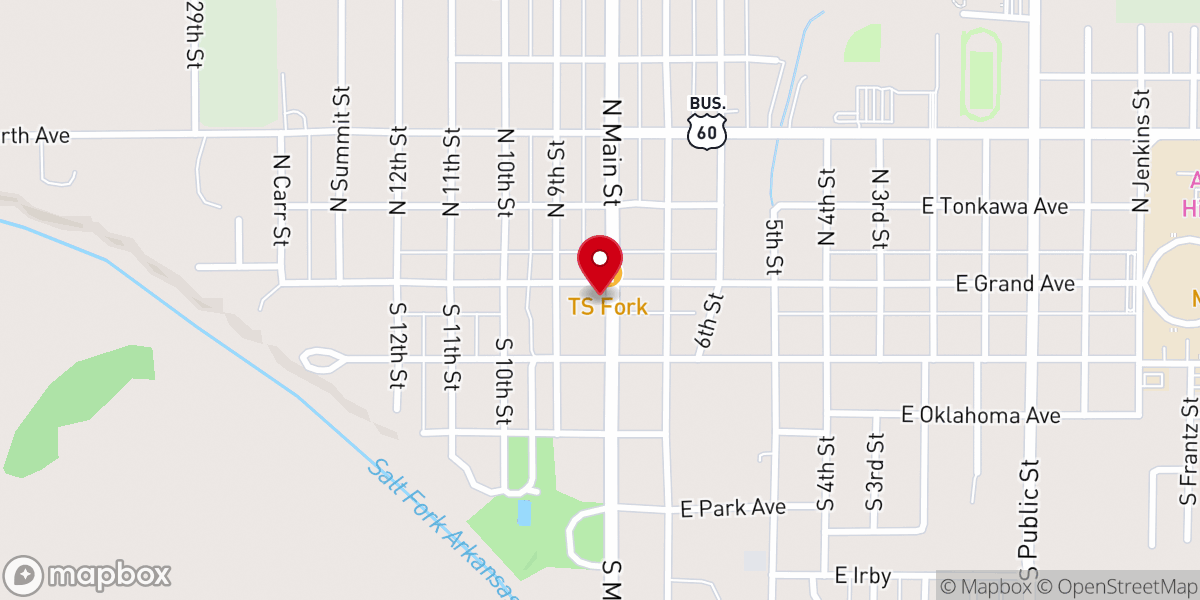 Map showing location of First National Bank of Oklahoma - Tonkawa