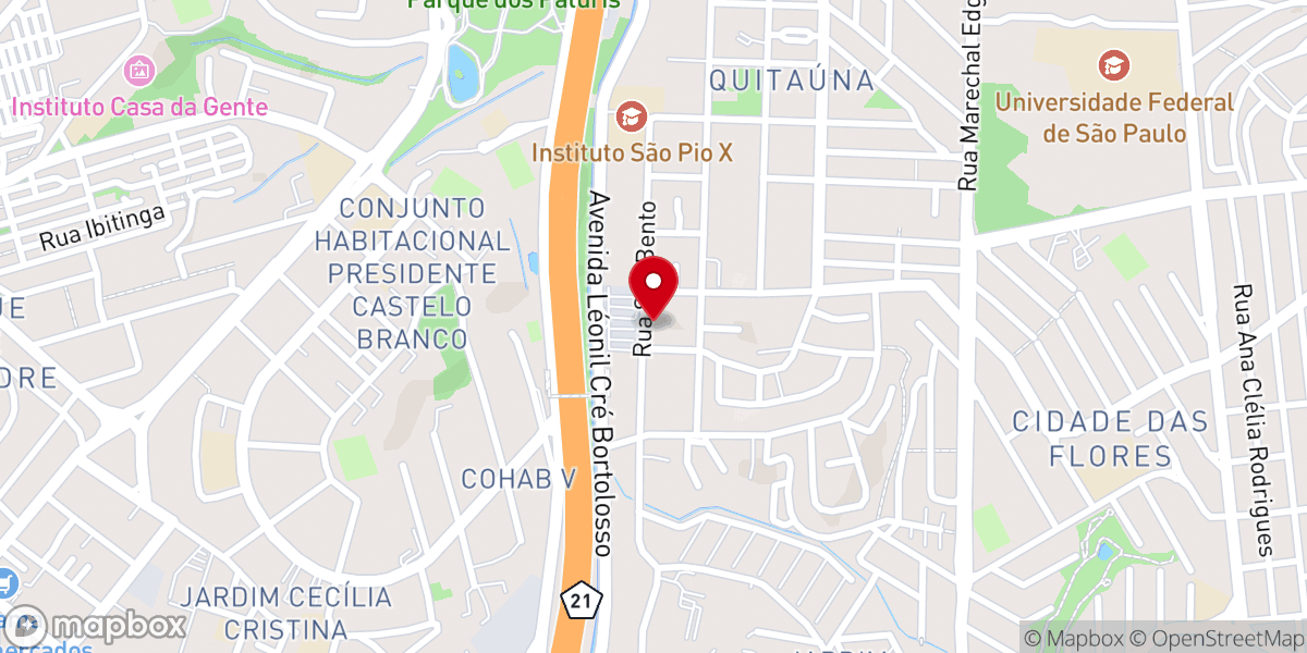 Map showing location of Igreja Batista Moriá