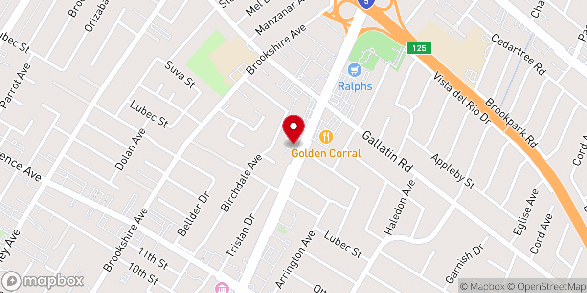 Map showing location of La Vina Christian Center