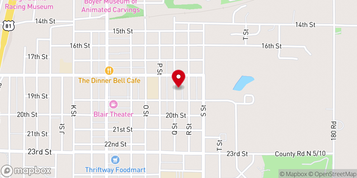 Map showing location of St. Edwards Catholic Church