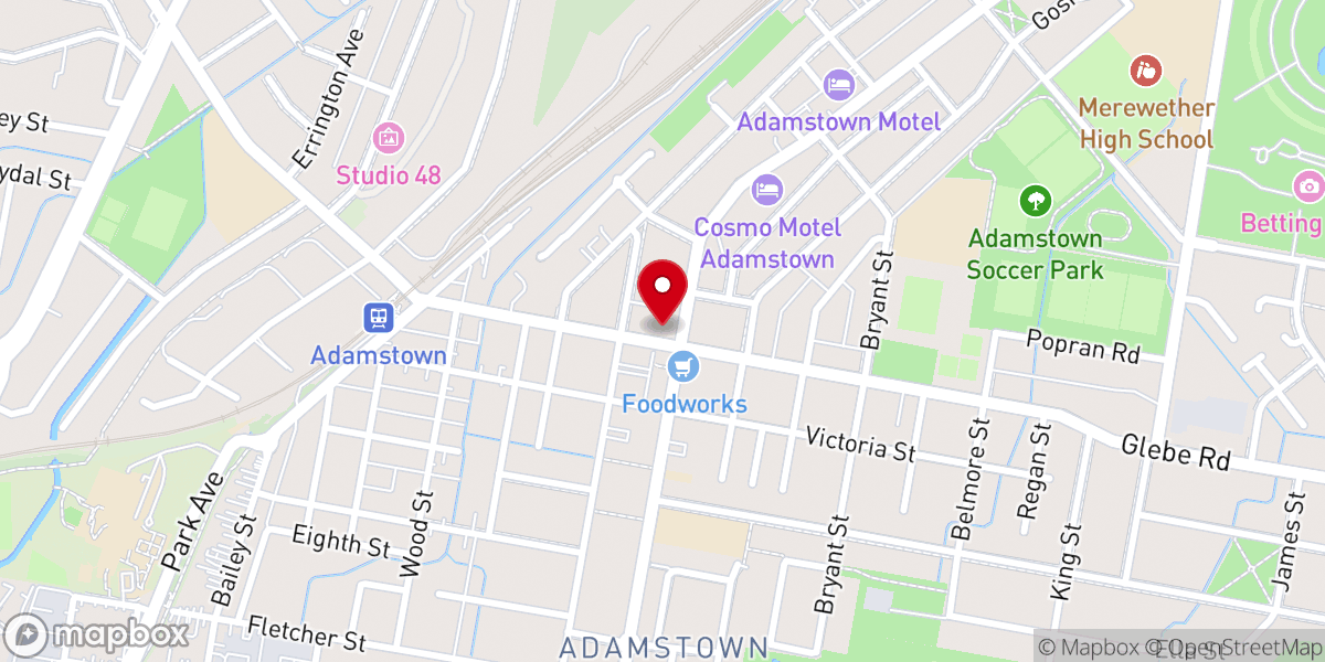 Map showing location of Adamstown Uniting Church