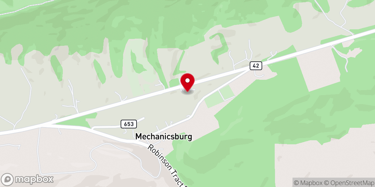 Map showing location of Mechanicsburg Christian Church
