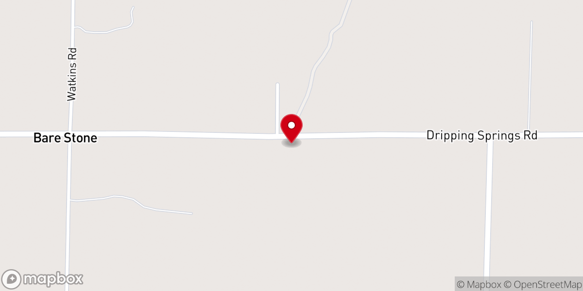 Map showing location of Dripping Springs Church