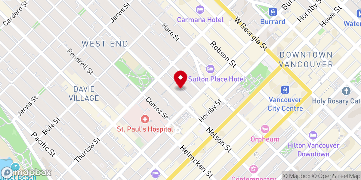 Map showing location of First Baptist Church Vancouver Office