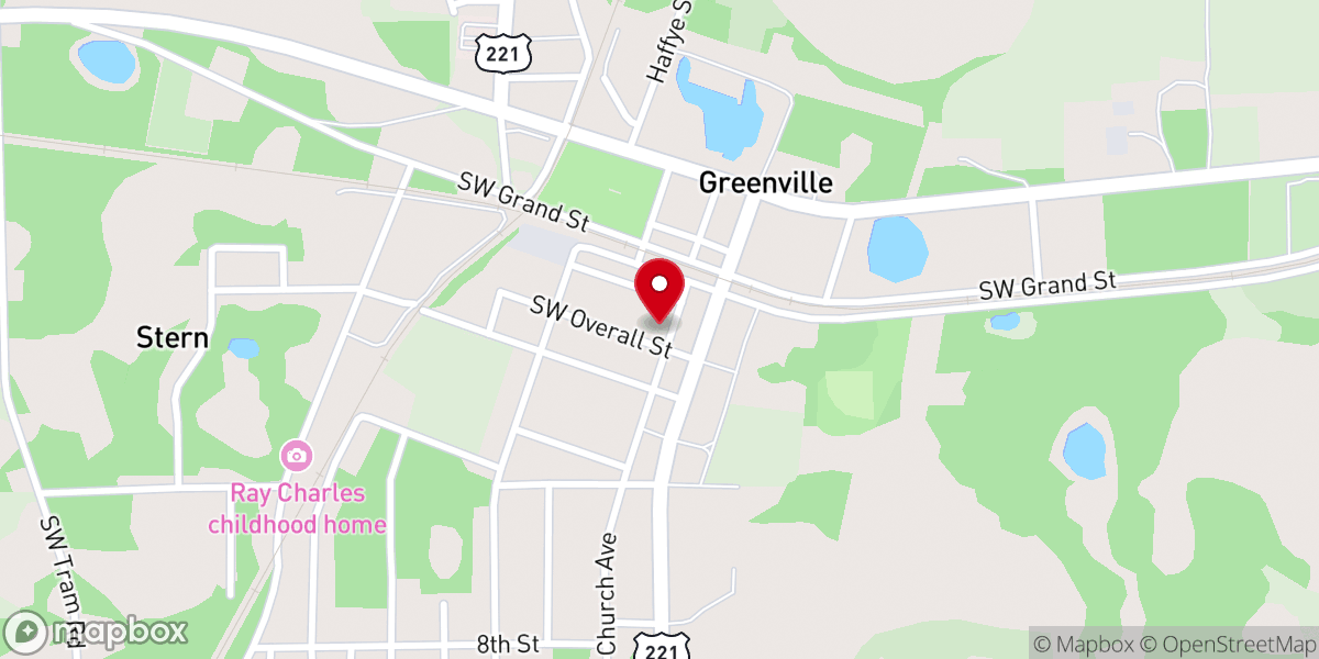 Map showing location of Greenville Methodist Church