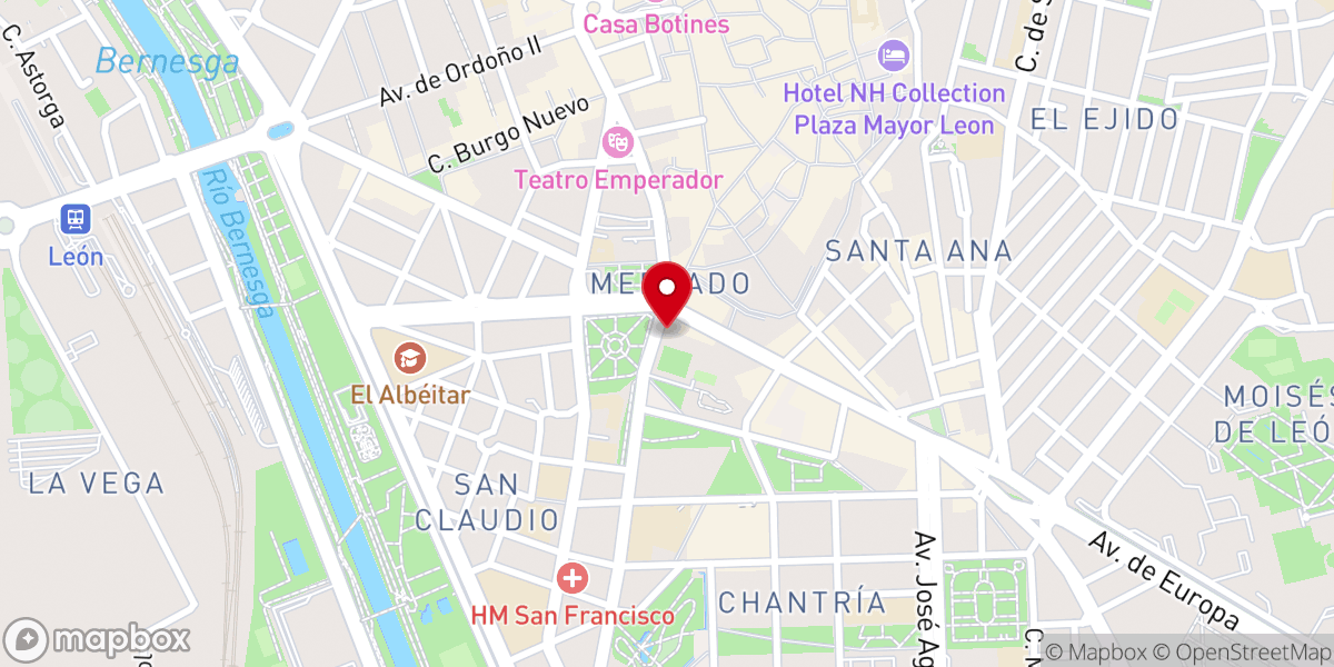 Map showing location of Iglesia de San Francisco de Asís