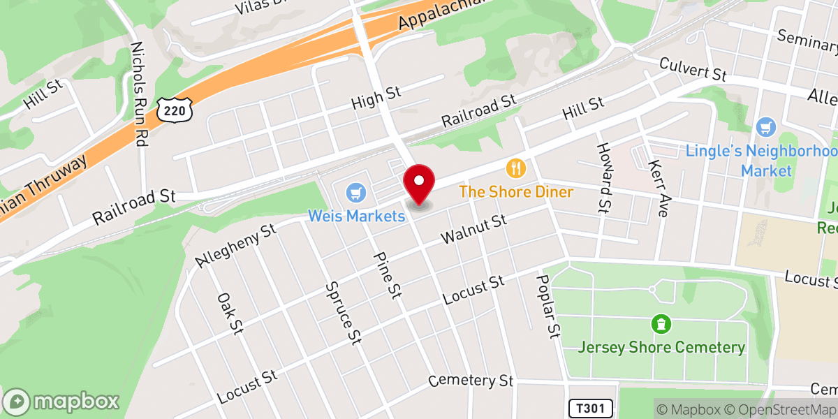 Map showing location of Trinity United Methodist Church