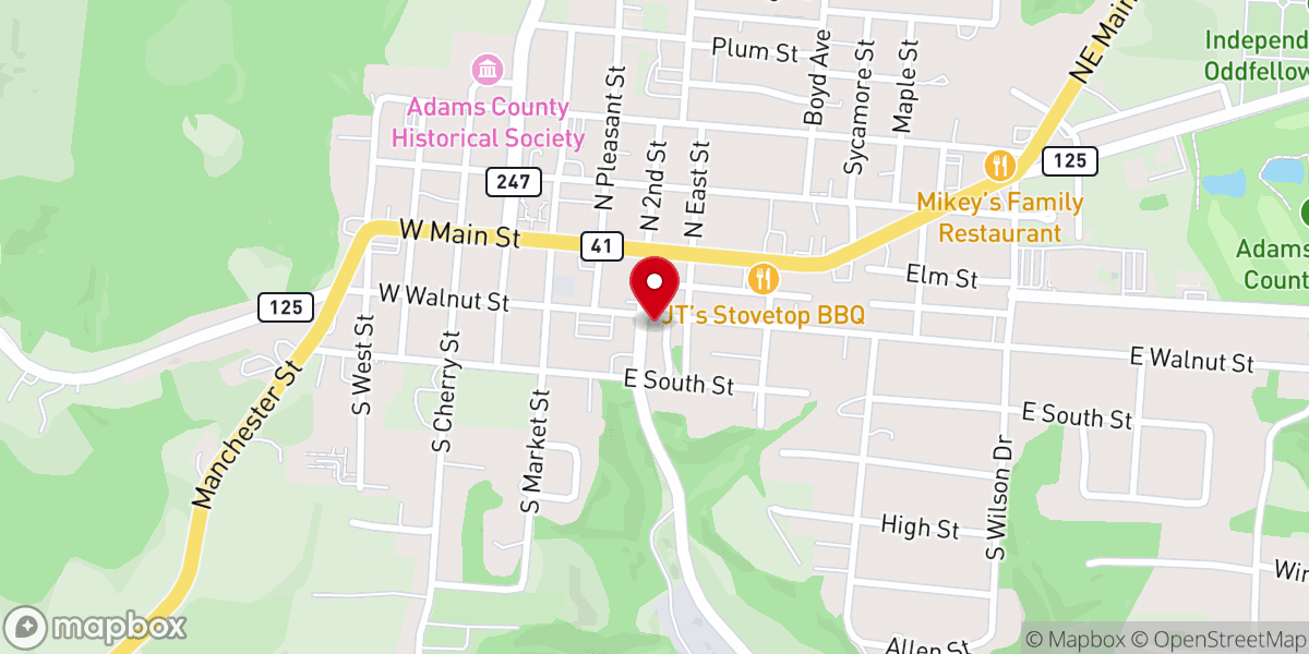 Map showing location of First Presbyterian Church