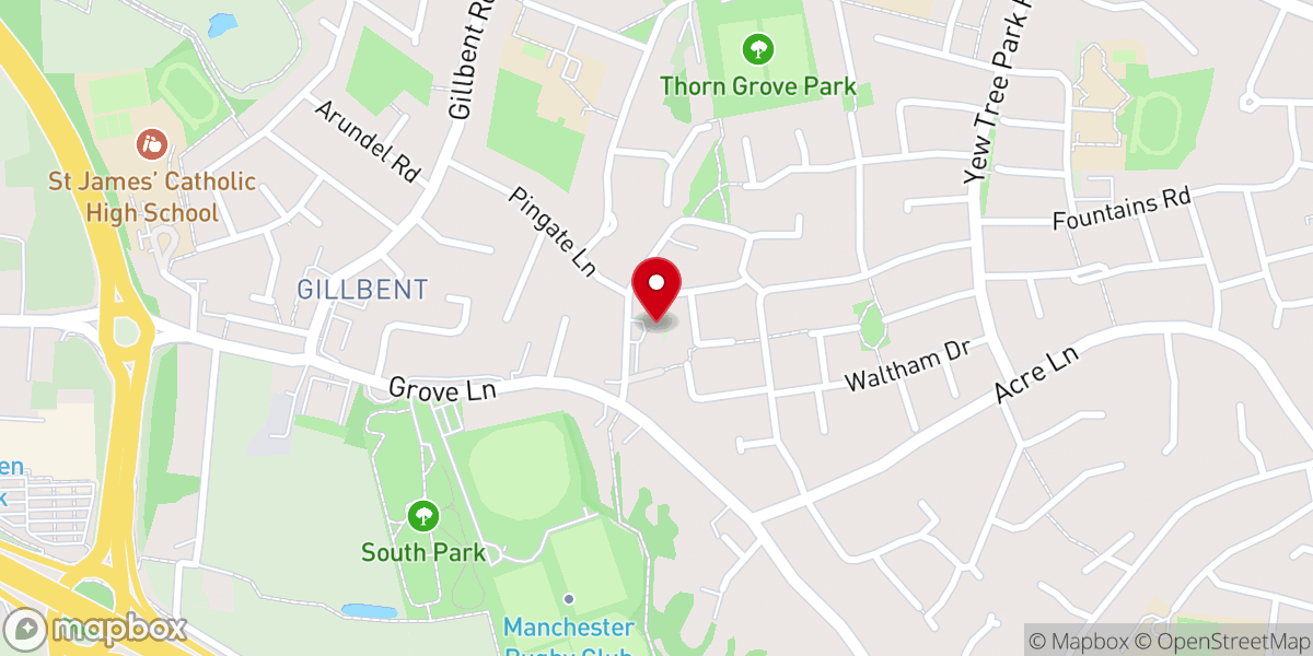 Map showing location of Grove Lane Baptist Church