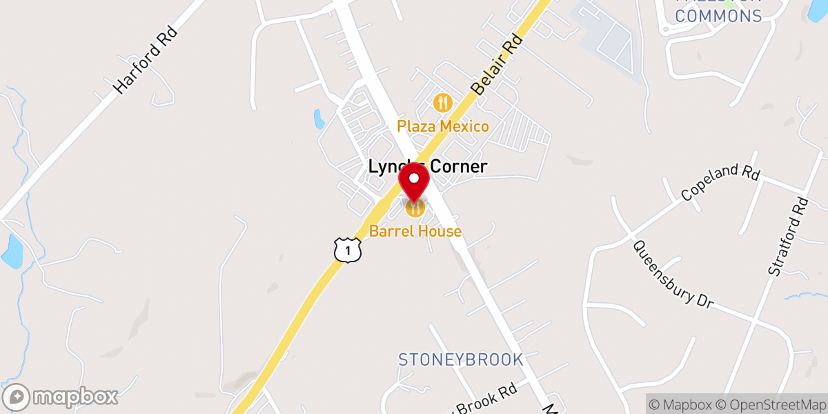 Map showing location of Fallston Barrel House