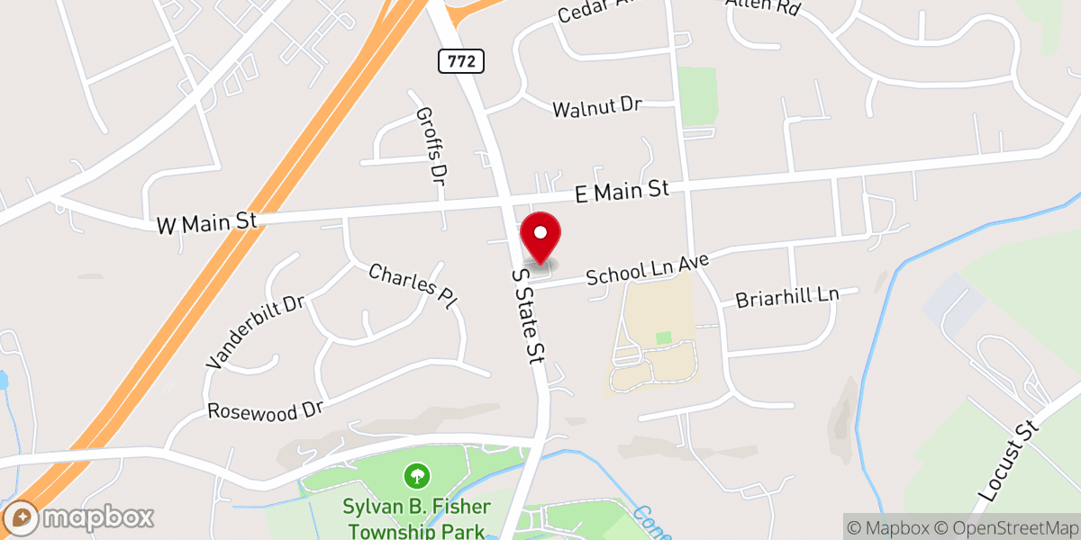 Map showing location of Ebenezer Evangelical Congregational Church