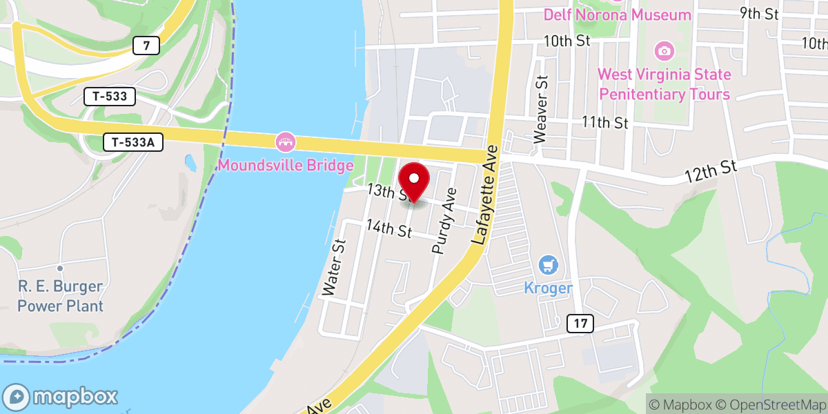 Map showing location of Hughes Memorial Chapel