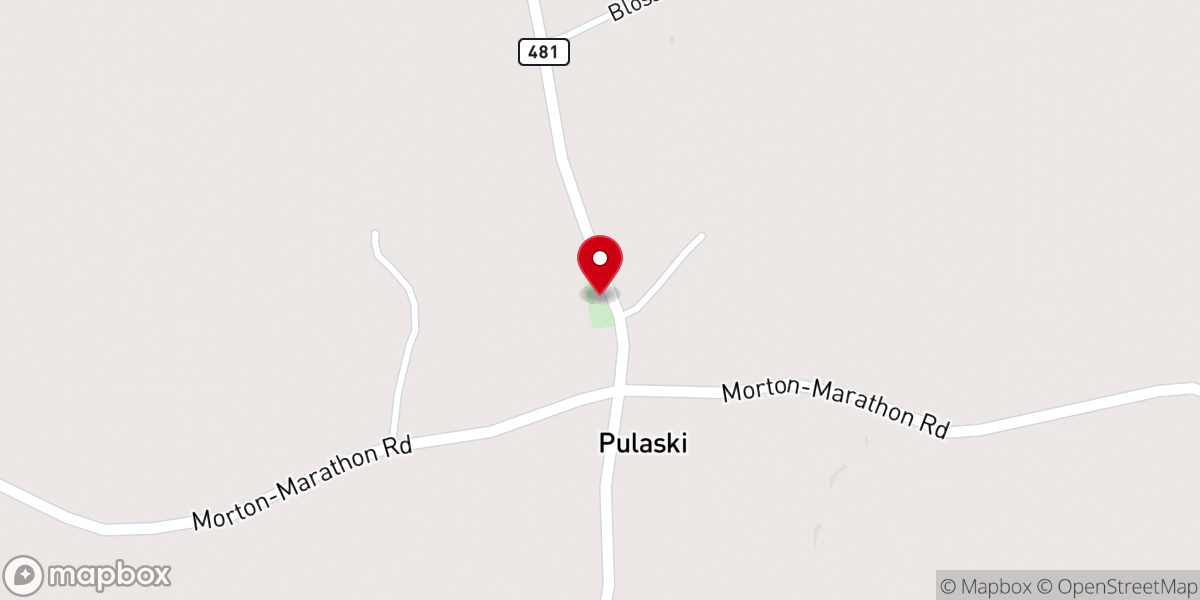 Map showing location of Pulaski Baptist Church
