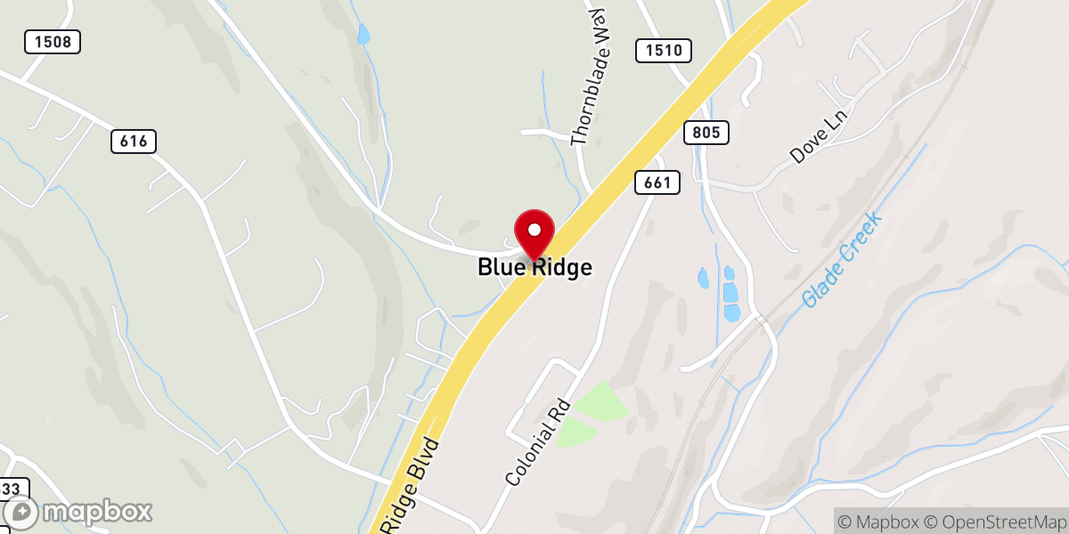 Map showing location of Blue Ridge