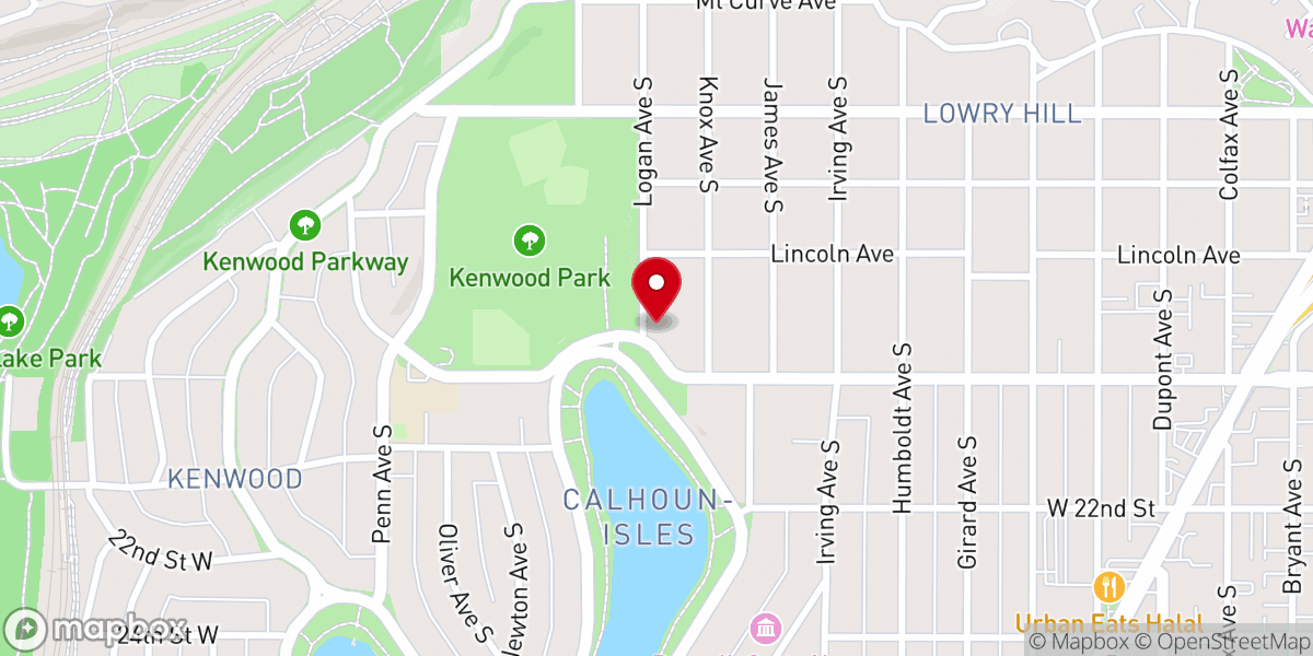 Map showing location of Saint Paul's Church on Lake of the Isles