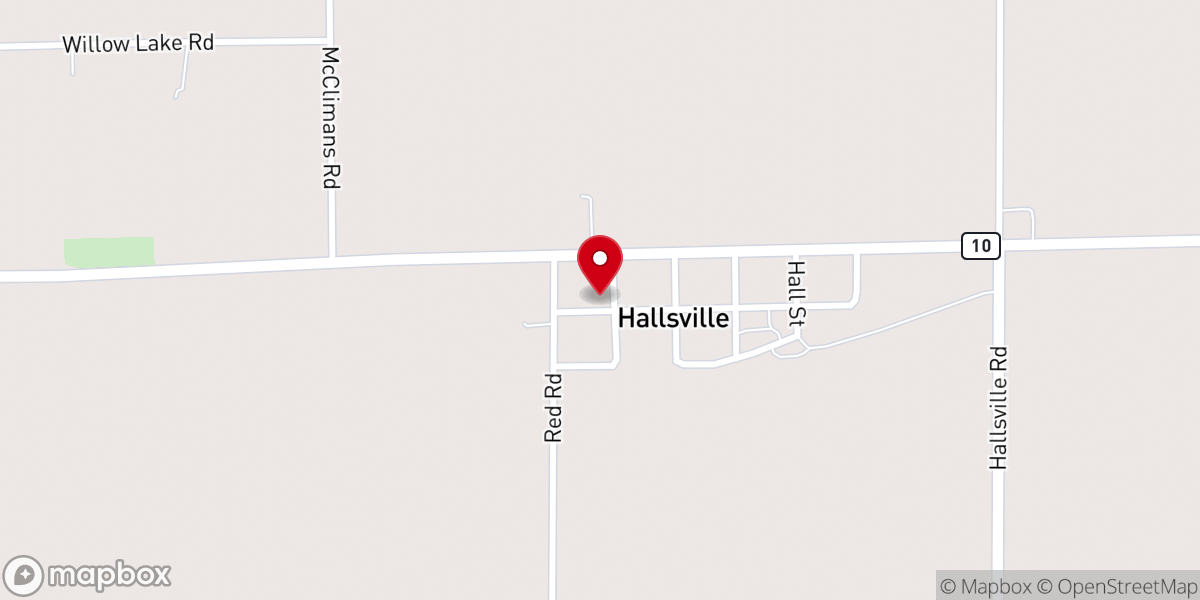 Map showing location of Hallsville Christian Church