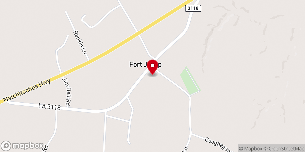 Map showing location of Fort Jesup State Historic Site