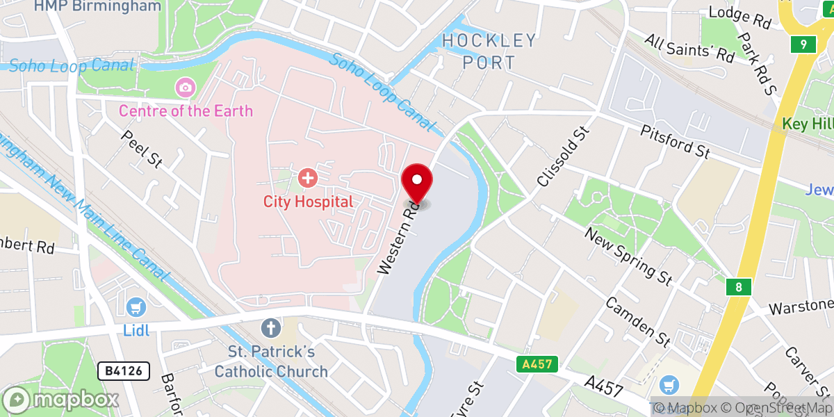 Map showing location of God's Vineyard Church Birmingham