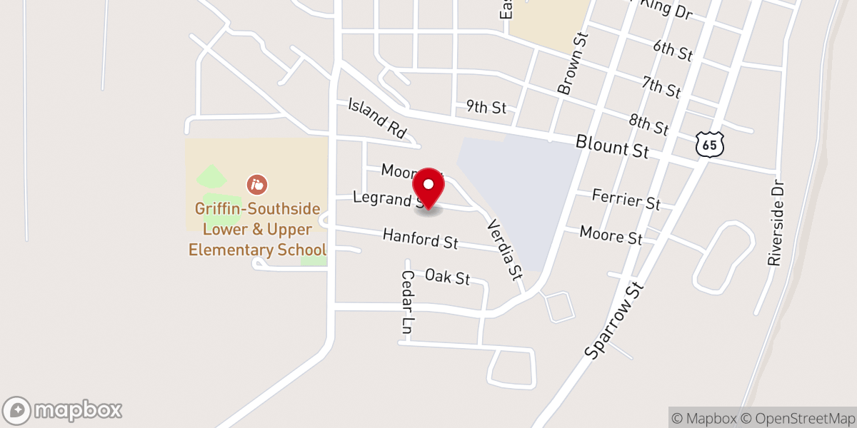 Map showing location of Mt Calvary Baptist Church