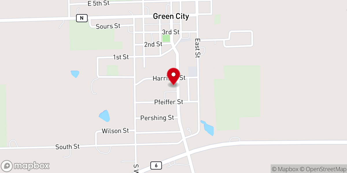 Map showing location of Green City Christian Church