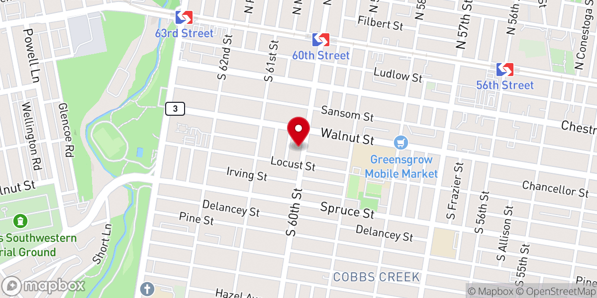Map showing location of Holy Light Baptist Church