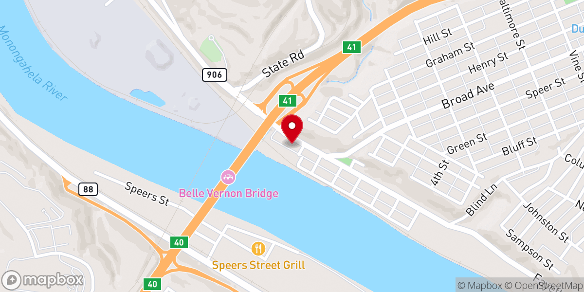 Map showing location of Faith Assembly - Belle Vernon Campus