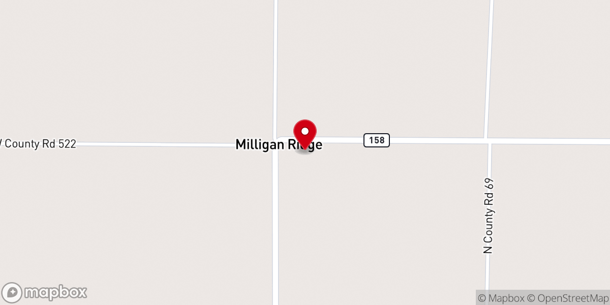 Map showing location of Milligan Ridge Church
